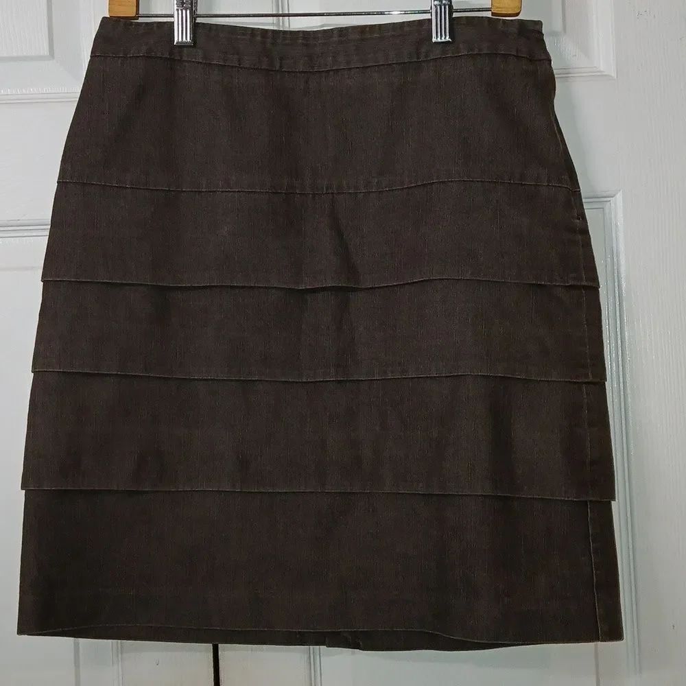 Lifestyle Attitude by Larry Levine brownish a line layered skirt Sz 8 NWOT